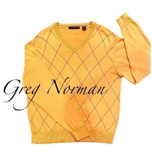 Greg Norman Golf Sweater Yellow V-Neck size Large